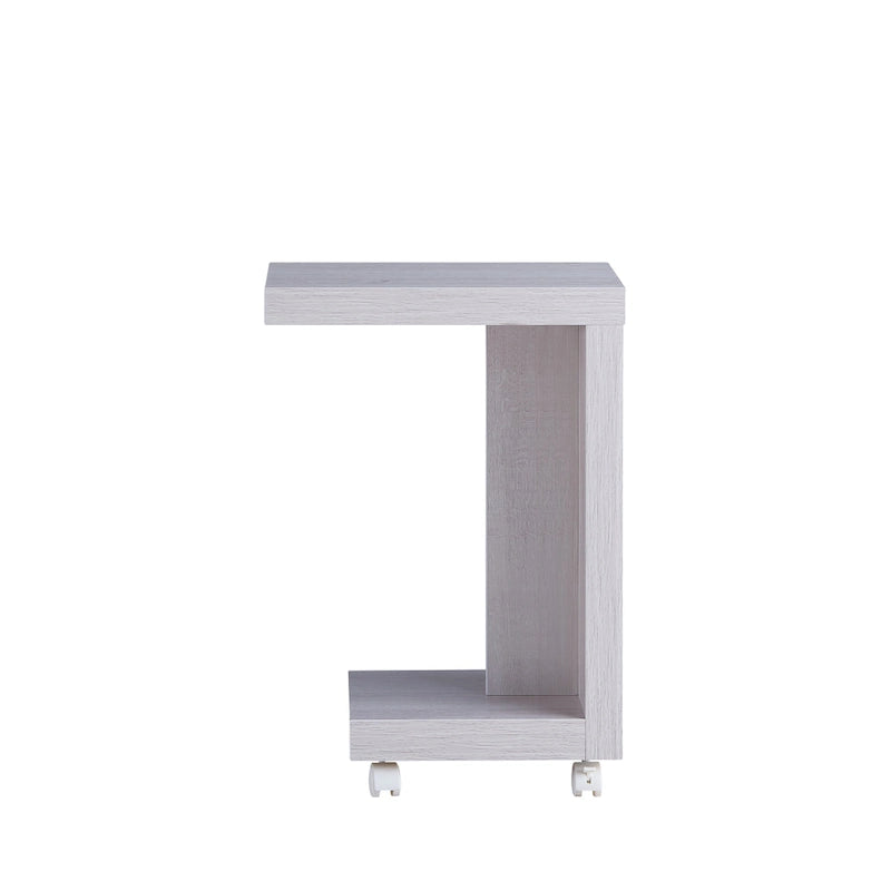 Modern Mobile 18-Inch Side Table with Locking Caster Wheels & Bottom Shelf