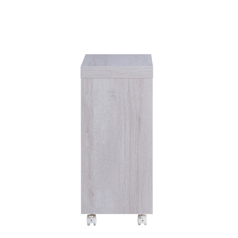 Modern Mobile 18-Inch Side Table with Locking Caster Wheels & Bottom Shelf