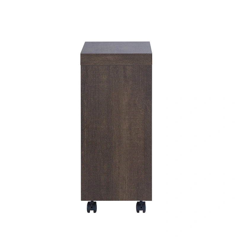 Modern Mobile 18-Inch Side Table with Locking Caster Wheels & Bottom Shelf