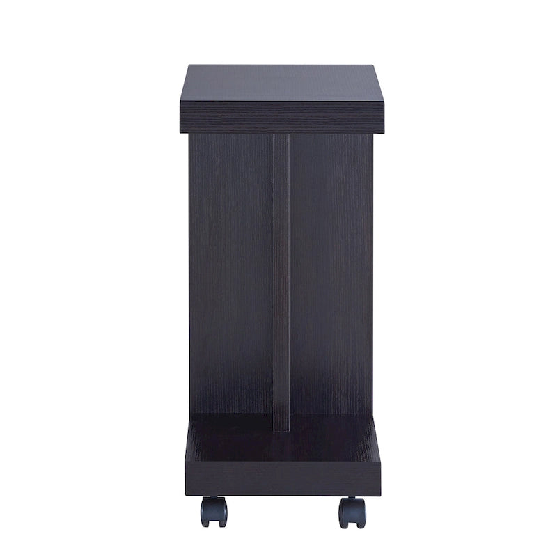 Modern Mobile 18-Inch Side Table with Locking Caster Wheels & Bottom Shelf