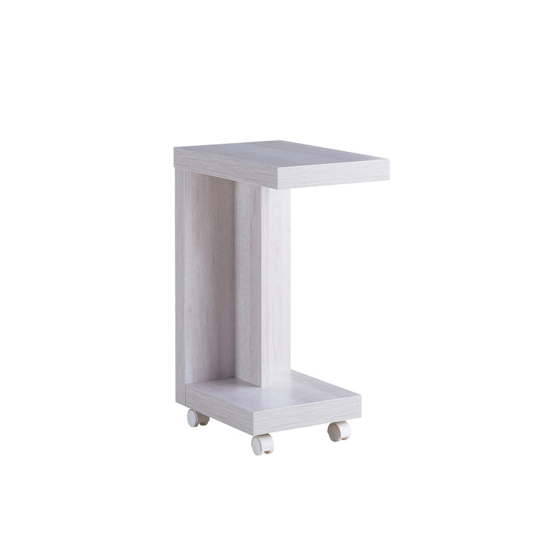 Modern Mobile 18-Inch Side Table with Locking Caster Wheels & Bottom Shelf