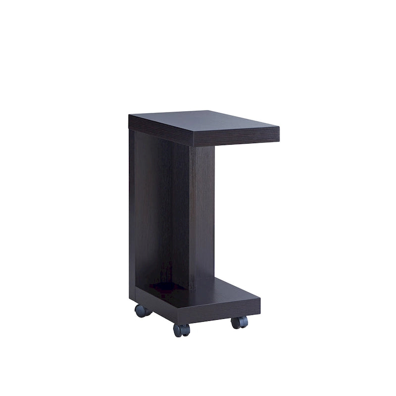 Modern Mobile 18-Inch Side Table with Locking Caster Wheels & Bottom Shelf