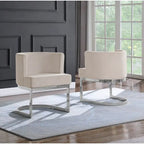 Velvet Barrel Side Chair with Chrome Base – Glam Contemporary Style