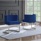 Velvet Barrel Side Chair with Chrome Base – Glam Contemporary Style