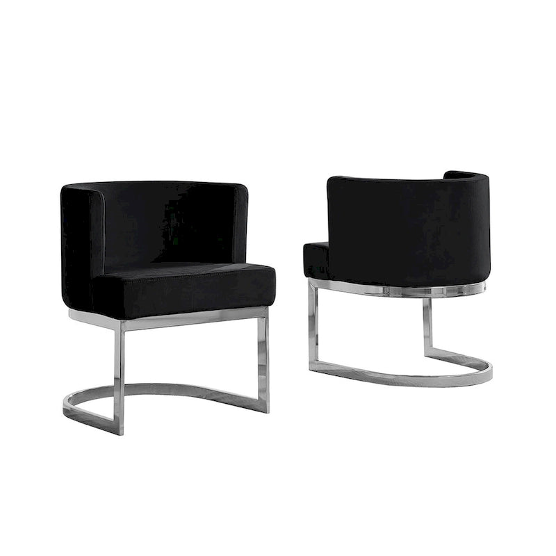 Velvet Barrel Side Chair with Chrome Base – Glam Contemporary Style