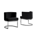 Velvet Barrel Side Chair with Chrome Base – Glam Contemporary Style