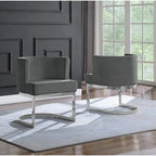 Velvet Barrel Side Chair with Chrome Base – Glam Contemporary Style