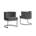 Velvet Barrel Side Chair with Chrome Base – Glam Contemporary Style