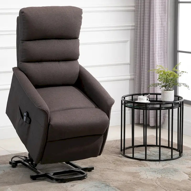 Electric Power Lift Recliner with Massage & Vibration for Elderly – Brown