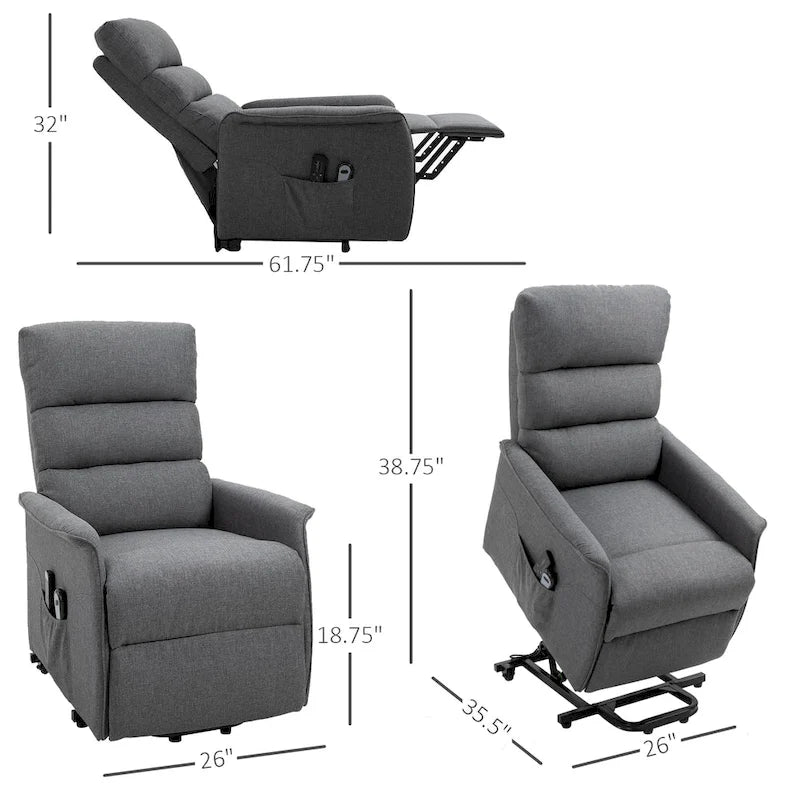 Electric Power Lift Recliner with Massage & Vibration for Elderly – Brown