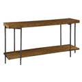 Solid Mango Wood & Forged Iron Sofa Table with Lower Shelf – Bedford Finish