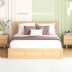 Wood Platform Bed with Underneath Storage and 2 Drawers