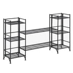 3-Tier Folding Metal Shelves with 2 Deluxe Extension Shelves – 8-Tier Storage Set