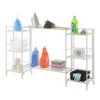 3-Tier Folding Metal Shelves with 2 Deluxe Extension Shelves – 8-Tier Storage Set
