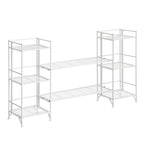 3-Tier Folding Metal Shelves with 2 Deluxe Extension Shelves – 8-Tier Storage Set