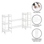 3-Tier Folding Metal Shelves with 2 Deluxe Extension Shelves – 8-Tier Storage Set