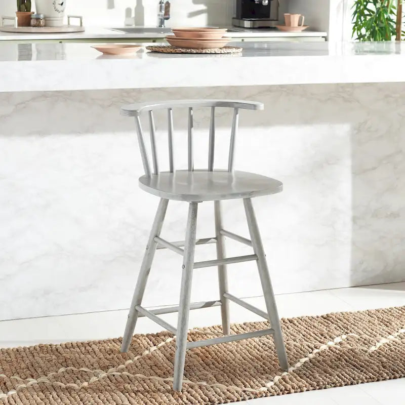 Farmhouse Counter Stool 25-Inch – Rustic-Chic Captain’s Chair Style – Jet Finish