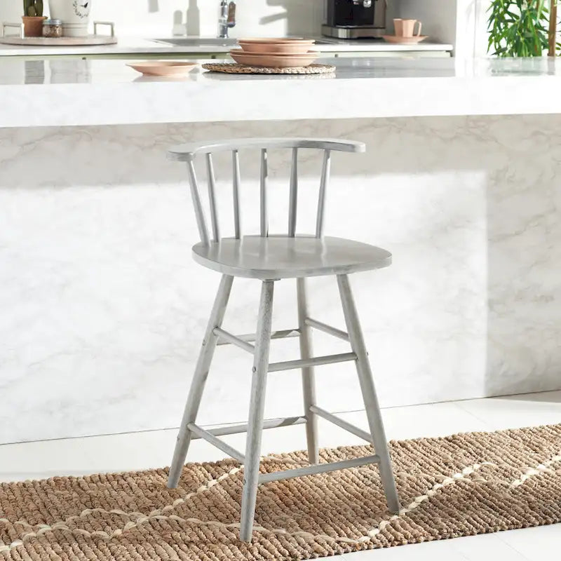Farmhouse Counter Stool 25-Inch – Rustic-Chic Captain’s Chair Style – Jet Finish