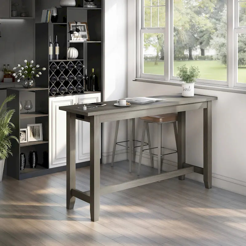 64-Inch Counter Height Table with Built-In USB Port – 3 Finish Options