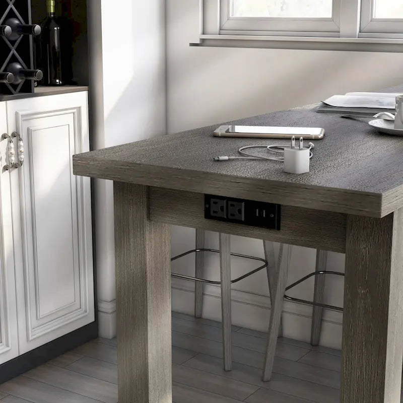 64-Inch Counter Height Table with Built-In USB Port – 3 Finish Options
