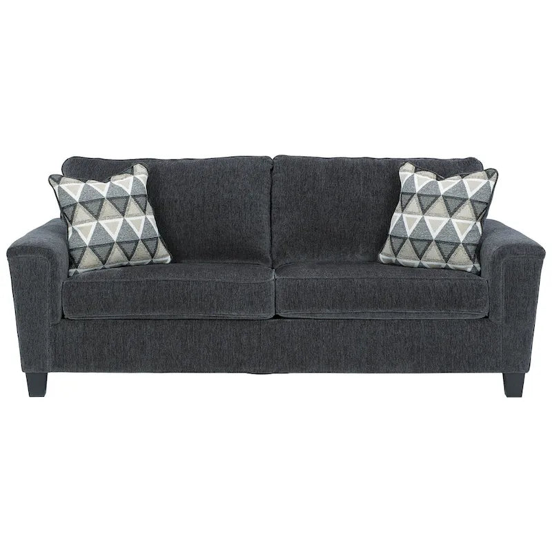 Abinger Contemporary Chenille Sofa with Track Arms & Throw Pillows – 89W x 38D x 39H