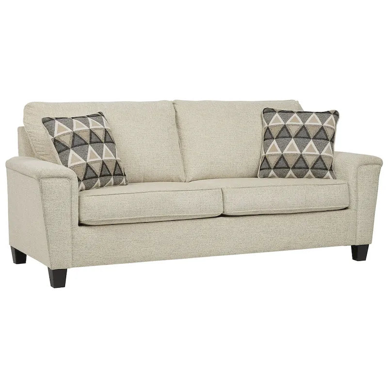 Abinger Contemporary Chenille Sofa with Track Arms & Throw Pillows – 89W x 38D x 39H