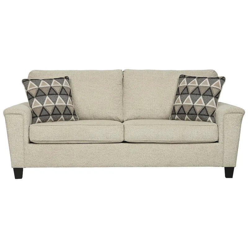 Abinger Contemporary Chenille Sofa with Track Arms & Throw Pillows – 89W x 38D x 39H