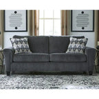 Abinger Contemporary Chenille Sofa with Track Arms & Throw Pillows – 89W x 38D x 39H