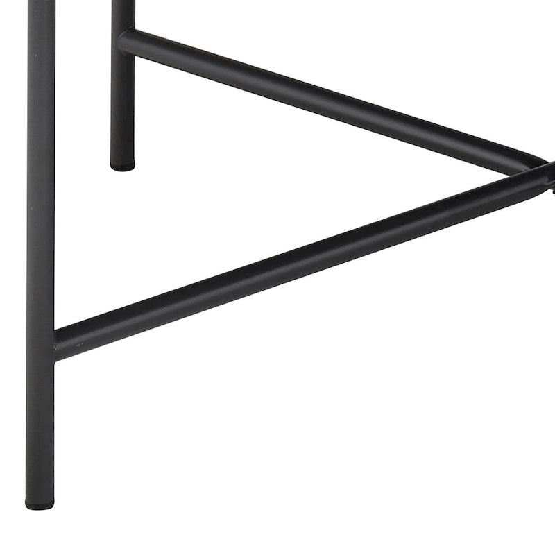 Round Farmhouse-Industrial Coffee Table – Weathered Grey Oak & Black Metal Frame