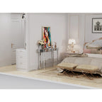 72-Inch White & Gold Genuine Leather Loveseat with Gold Metal Legs