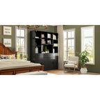 Bookshelf Bookcase with 4 Doors,4 Drawers & Storage Shelve,Black - 78.7H