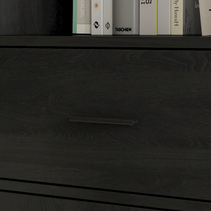 Bookshelf Bookcase with 4 Doors,4 Drawers & Storage Shelve,Black - 78.7H