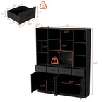 Bookshelf Bookcase with 4 Doors,4 Drawers & Storage Shelve,Black - 78.7H