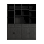 Bookshelf Bookcase with 4 Doors,4 Drawers & Storage Shelve,Black - 78.7H