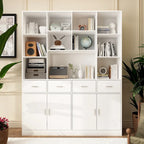 Bookshelf Bookcase with 4 Doors,4 Drawers & Storage Shelve,Black - 78.7H