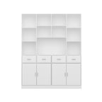 Bookshelf Bookcase with 4 Doors,4 Drawers & Storage Shelve,Black - 78.7H
