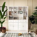 Bookshelf Bookcase with 4 Doors,4 Drawers & Storage Shelve,Black - 78.7H
