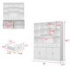 Bookshelf Bookcase with 4 Doors,4 Drawers & Storage Shelve,Black - 78.7H