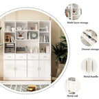 Bookshelf Bookcase with 4 Doors,4 Drawers & Storage Shelve,Black - 78.7H