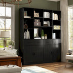 Bookshelf Bookcase with 4 Doors,4 Drawers & Storage Shelve,Black - 78.7H