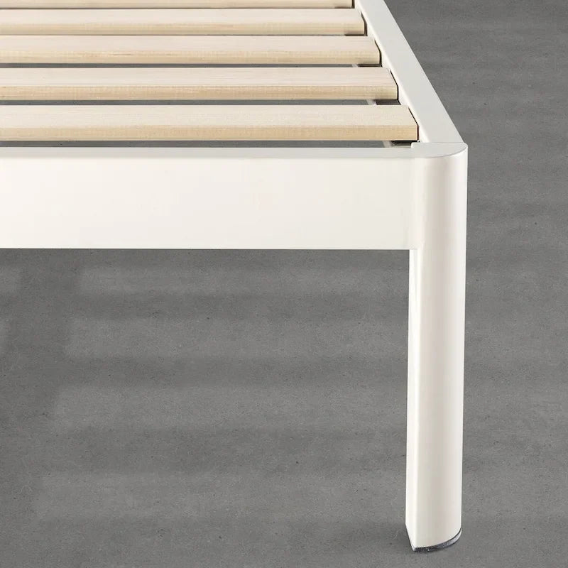 Upholstered Metal Platform Bed with Foam-Filled Headboard – 3 Color Options