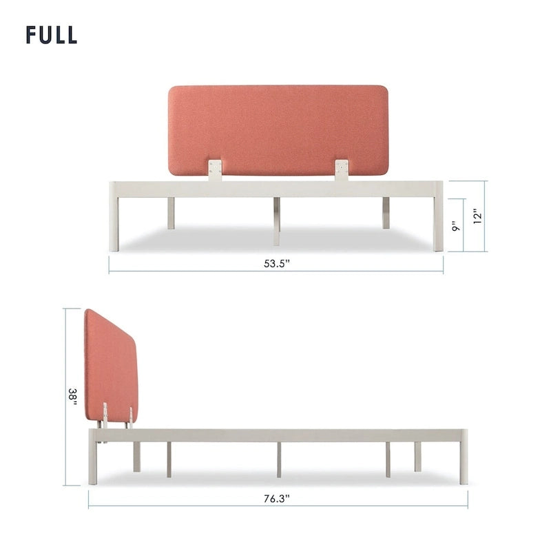Upholstered Metal Platform Bed with Foam-Filled Headboard – 3 Color Options