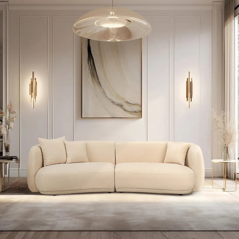 Neutral Modern 4-Seat Rectangle Curved Sofa – 117 x 49 x 31