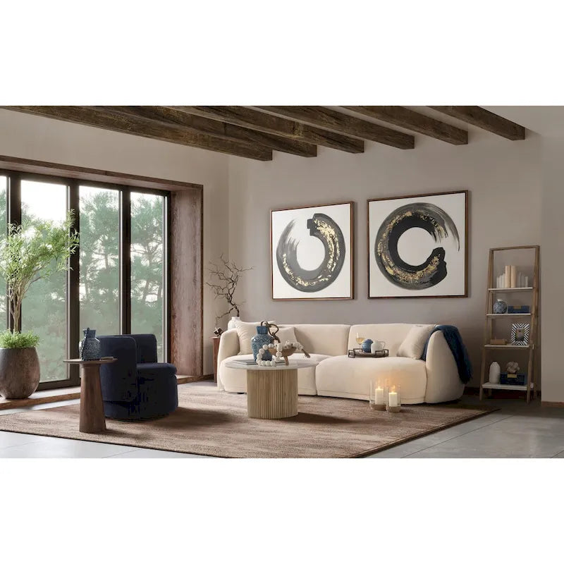 Neutral Modern 4-Seat Rectangle Curved Sofa – 117 x 49 x 31