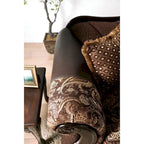 Dayaram Traditional Brown Chenille Sofa with Wood Trim & Coordinating Pillows