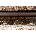Dayaram Traditional Brown Chenille Sofa with Wood Trim & Coordinating Pillows