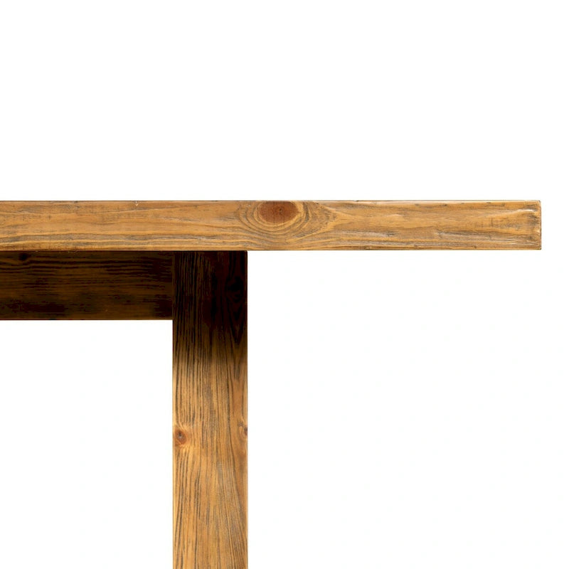 Marie Rustic Solid Pine Dining Table with Trestle Base – Honey Hue, 2 Sizes