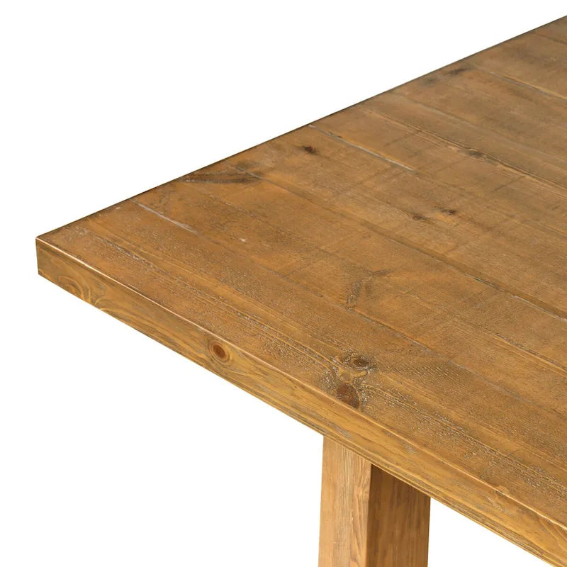 Marie Rustic Solid Pine Dining Table with Trestle Base – Honey Hue, 2 Sizes