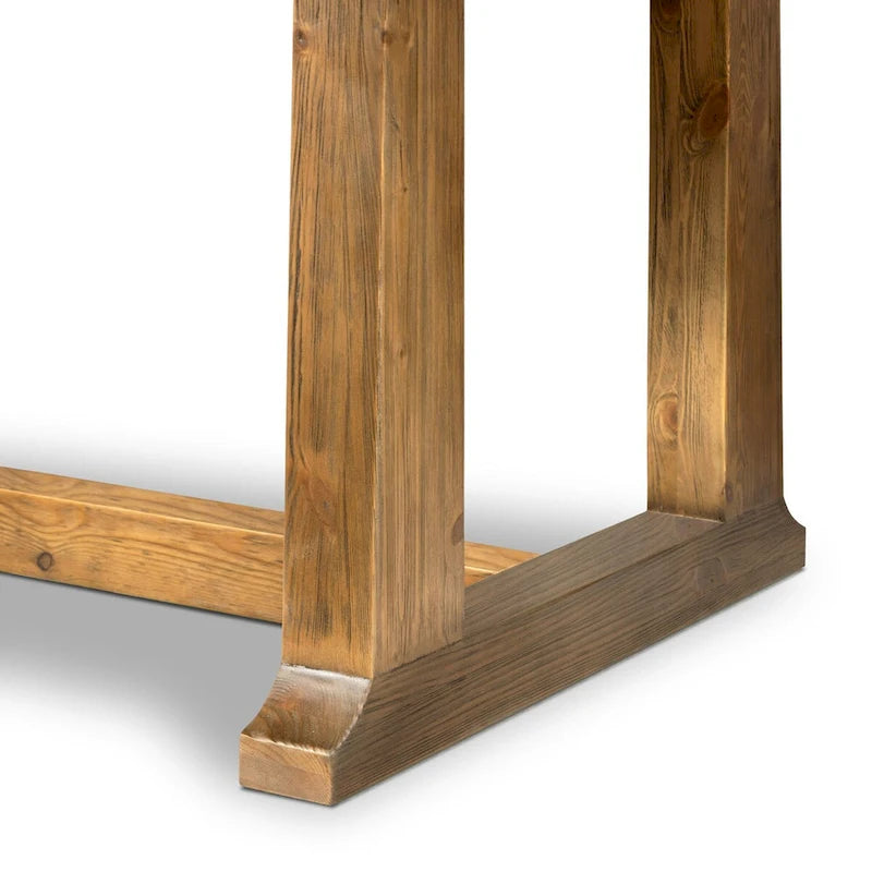 Marie Rustic Solid Pine Dining Table with Trestle Base – Honey Hue, 2 Sizes