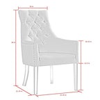 Tufted Light Gray Linen Dining Arm Chairs with Nailhead Trim – Set of 2